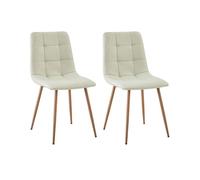 Juego de sillas comedor portland, sillas tapizadas con tela beige y patas roble metal 43x88x48 cm