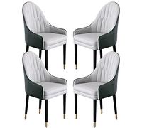 Juego de sillas de comedor de cuero de microfibra, respaldo ergonómico y patas de madera para cocina, salón, recepción