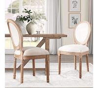 Juego de sillas de comedor French Country, sillas de respaldo redondo de tela de granja con patas de madera maciza, perfectas para sala de estar, dormitorio, cocina y comedor