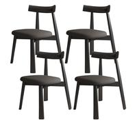 Juego de sillas de comedor modernas de madera maciza de mediados de siglo con respaldo curvado, cómodo asiento acolchado sin brazos, diseño para el hogar, cocina, comedor y restaurante (negro 4)