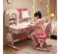 Juego de sillas de escritorio de estudio para niños, altura ajustable, mesa escolar y silla con patrón de astronauta, escritorio ampliado de 80 cm, soporte ergonómico de doble respaldo, cajón grande