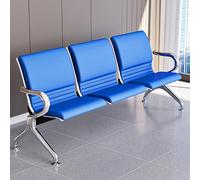 Juego de sillas de recepción de 3 plazas, color azul, banco de sala de espera resistente con respaldos y reposabrazos, cojines acolchados para aeropuerto, hospital, banco, salón, barbería