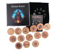 Juego de símbolos de madera tallada a mano, de bruja, piedra, herramienta de meditación, regalo de bruja para mujeres y hombres, juego de símbolos de madera tallados a mano duraderos para con y