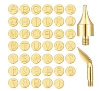 Juego de símbolos de números de letras con punta para quemar leña, 43 piezas, puntas para quemar leña de latón, kit de artesanía del alfabeto para bricolaje, grabado en relieve en
