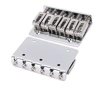 Juego de Sistema de Trémolo de Puente de Guitarra Eléctrica, Bloque Completo ST Guitar Tremolo Bridge Pop in Arm 5 Tornillos O 6 Cuerdas Strat Guitar Tailpiece Replacement(Plata)