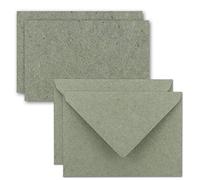 Juego de sobres 300 x piezas de papel kraft individuales, DIN A7-10,5 x 7,3 cm, 240 g/m², color gris, con sobres C7, seda nasal