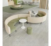 Juego de sofá combinado con mesa de centro irregular y taburete redondo para oficina, entrenamiento, sala de lectura, sala de biblioteca, 2,4 m