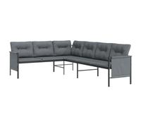 Juego de sofá esquinero para exteriores, acero gris oscuro y textileno, resistente a la intemperie, muebles de patio, silla moderna de jardín, elegante asiento al aire libre para patio y balcón