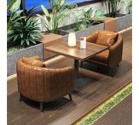 Juego de sofá industrial Xipi y mesa de madera maciza - Muebles de salón comerciales for cafetería, bar, restaurante - Asientos modulares con patas de acero al carbono, esponja de alta resistencia(A)