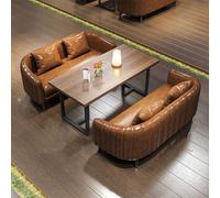 Juego de sofá industrial Xipi y mesa de madera maciza - Muebles de salón comerciales for cafetería, bar, restaurante - Asientos modulares con patas de acero al carbono, esponja de alta resistencia(B)