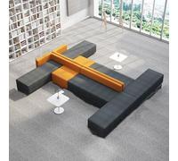 Juego de sofá modular con marco de madera maciza y mesa auxiliar, ideal para centros de entrenamiento, zonas de espera para padres, diseño de moda extragrande