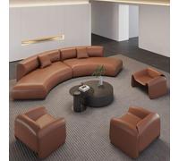 Juego de sofá modular curvado con silla y mesa auxiliar, cuero de primera calidad, no requiere montaje para sala de estar y espacios de entretenimiento