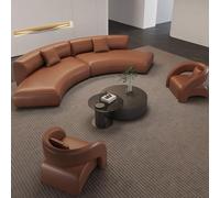 Juego de sofá modular curvado con silla y mesa auxiliar, cuero de primera calidad, no requiere montaje para sala de estar y espacios de entretenimiento