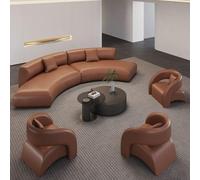 Juego de sofá modular curvado, sofá moderno de cuero de primera calidad con silla y mesa auxiliar, diseño lujoso de sala de estar, no requiere montaje