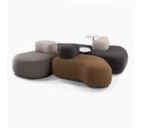 Juego de sofá modular de tela curvada, banco redondo tapizado para sala de estar, vestíbulo de hotel y sala de espera de oficina