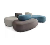 Juego de sofá modular de tela curvada, banco redondo tapizado para sala de estar, vestíbulo de hotel y sala de espera de oficina