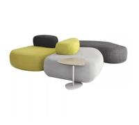 Juego de sofá modular de tela curvada, banco redondo tapizado para sala de estar, vestíbulo de hotel y sala de espera de oficina