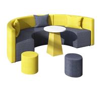 Juego de sofá y mesa de café, moderno diseño irregular redondo en forma de S para sala de descanso de institución de formación