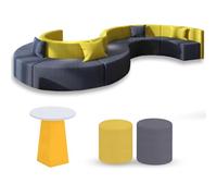 Juego de sofá y mesa de café, moderno diseño irregular redondo en forma de S para sala de descanso de institución de formación