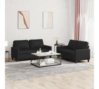 Juego de sofás de Cuero sintético Negro 2 Piezas con Cojines, cómodo y Elegante para Sala de Estar, Resistente a Manchas, Estructura Robusta de Madera y Metal