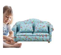 Juego de sofás para casa de muñecas - Mini sofá a escala 1:12, asiento con detalles de almohadas | El mejor accesorio decorativo multiusos para sala de estar para niños, juguete de juego, escena de Di