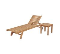 Juego de solarium recto de teca con mesa auxiliar java
