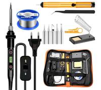 Juego de soldador, 13 en 1, 80 W, LCD, temperatura ajustable, 180 - 500 °C, soldador eléctrico, juego de soldadura, 5 puntas intercambiables para soldadura para reparaciones de ingeniería eléctrica