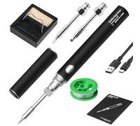 Juego de soldador, batería USB, soldador con 3 temperaturas ajustables 330 ℃ - 450 ℃, 3 puntas de soldadura, juego de soldadura portátil, soldador de batería, soporte de soldador, calentamiento