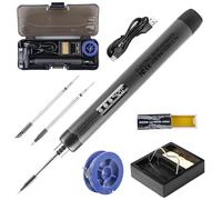 Juego de soldador con batería: recargable USB con LCD, 3 temperaturas ajustables, 300-450 ℃, 1000 mAh, estación de soldadura inalámbrica con 3 puntas de soldadura, alambre de soldadura, juego de