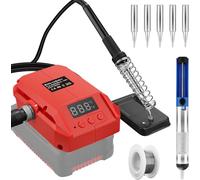 Juego de soldador de batería para batería Einhell Power X-Change de 18 V, LCD de 60 W, temperatura ajustable de 180-480 °C, soldador inalámbrico con alambre de soldadura de 50 g