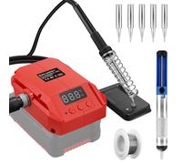 Juego de soldador inalámbrico para batería Einhell Power X-Change de 18 V, pantalla LCD de 60 W, temperatura ajustable de 180 - 480 °C, con interruptor de encendido/apagado, varilla de succión,