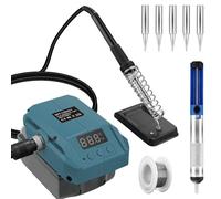 Juego de soldador inalámbrico para Bosch PBA de 18 V, batería para casa y jardín, pantalla LCD de 60 W, temperatura ajustable 180-480 °C, con interruptor de encendido/apagado, varilla de succión,