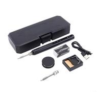 Juego de soldador inalámbrico portátil, fuente de alimentación USB-C, pantalla digital LED, temperatura ajustable, potencia de calentamiento continua, accesorios en estuche rígido, manejo más fácil (A