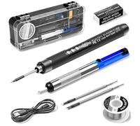 Juego de soldadores alimentados por pilas - USB recargable con pantalla LCD, temperatura ajustable 260℃-480℃, juego inalámbrico profesional con 3 puntas de soldadura, alambre de soldadura y pasta de