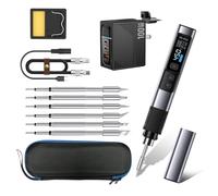 Juego de soldadores portátiles HS-02A 100W, Smart Digital Mini soldador, herramienta de pluma de hierro DC/PD con 6 puntos de soldadura, 100-450 °C de calentamiento rápido