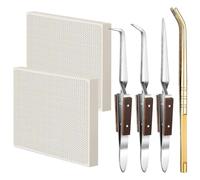 Juego de soldadura de joyería versátil, bloques de soldadura de panal, mango de madera, pinzas de bloqueo para varios tamaños de joyería, equipo de soldadura de joyería