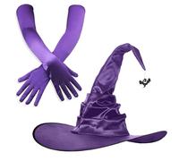 Juego de sombrero de bruja de lujo, sombrero de aspecto vintage, accesorio de disfraz de adulto para fiestas de Halloween, atractivo místico