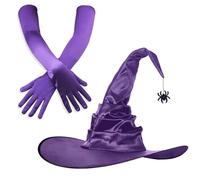 Juego de sombrero de bruja de lujo, sombrero de aspecto vintage, accesorio de disfraz de adulto para fiestas de Halloween, atractivo místico
