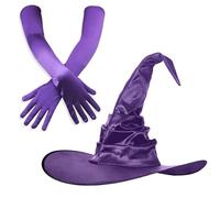 Juego de sombrero de bruja de lujo, sombrero de aspecto vintage, accesorio de disfraz de adulto para fiestas de Halloween, atractivo místico