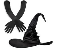 Juego de sombrero de bruja de lujo, sombrero de aspecto vintage, accesorio de disfraz de adulto para fiestas de Halloween, atractivo místico
