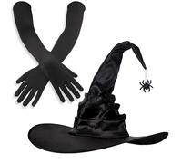 Juego de sombrero de bruja de lujo, sombrero de aspecto vintage, accesorio de disfraz de adulto para fiestas de Halloween, atractivo místico
