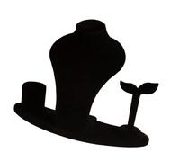 Juego de soporte de exhibición de joyas, soporte para collares, maniquíes, aretes, anillos, organizador con superficie de terciopelo para decoración de aparador del hogar, color negro