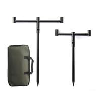 Juego de soporte para caña, aleación de aluminio ajustable (resistente) con bolsa modular para pesca de carpa de banco y barco (2 cabezas de 29 a 49 cm)