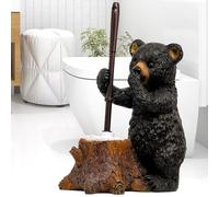 Juego de Soporte para escobilla de Inodoro para baño, Base de Oso súper Lindo, Cepillo de Inodoro sólido y Soporte Flexible y Duradero, Elegante Cepillo Limpiador de Inodoro, Ahorra Espacio de
