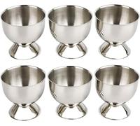 Juego de soporte para hueveras para huevos hervidos suaves, incluye 6 bandejas de acero inoxidable para huevos de cocina