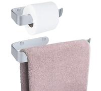 Juego de soporte para rollo de papel higiénico y toallero, soporte para toallas de mano, soporte para rollo de papel higiénico montado en la pared. Juego de 2 accesorios de baño para cocina, baño