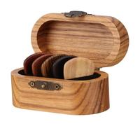 Juego de soportes de madera para guitarra, caja de joyería con 5 púas de guitarra, cajas de guitarra acústica