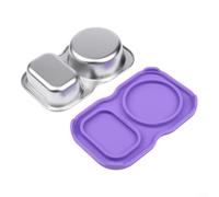 Juego de soportes para platos de acero inoxidable con clip de inmersión para tazas de salsa y condimentos, paquete de 2 reutilizables, 14 cm (morado)