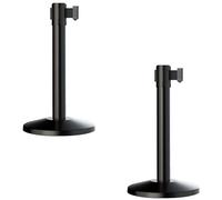 Juego de soportes retráctiles, color negro, con correas de 300 cm, ideal para exposiciones de arte y exposiciones de coches, fácil instalación, 60 cm de altura, solución de gestión del tráfico