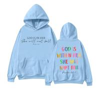 Juego de sudadera Dentro de ella Lei. Sudadera con capucha estampada de manga larga Sudaderas Estampadas de, B-azul claro, S